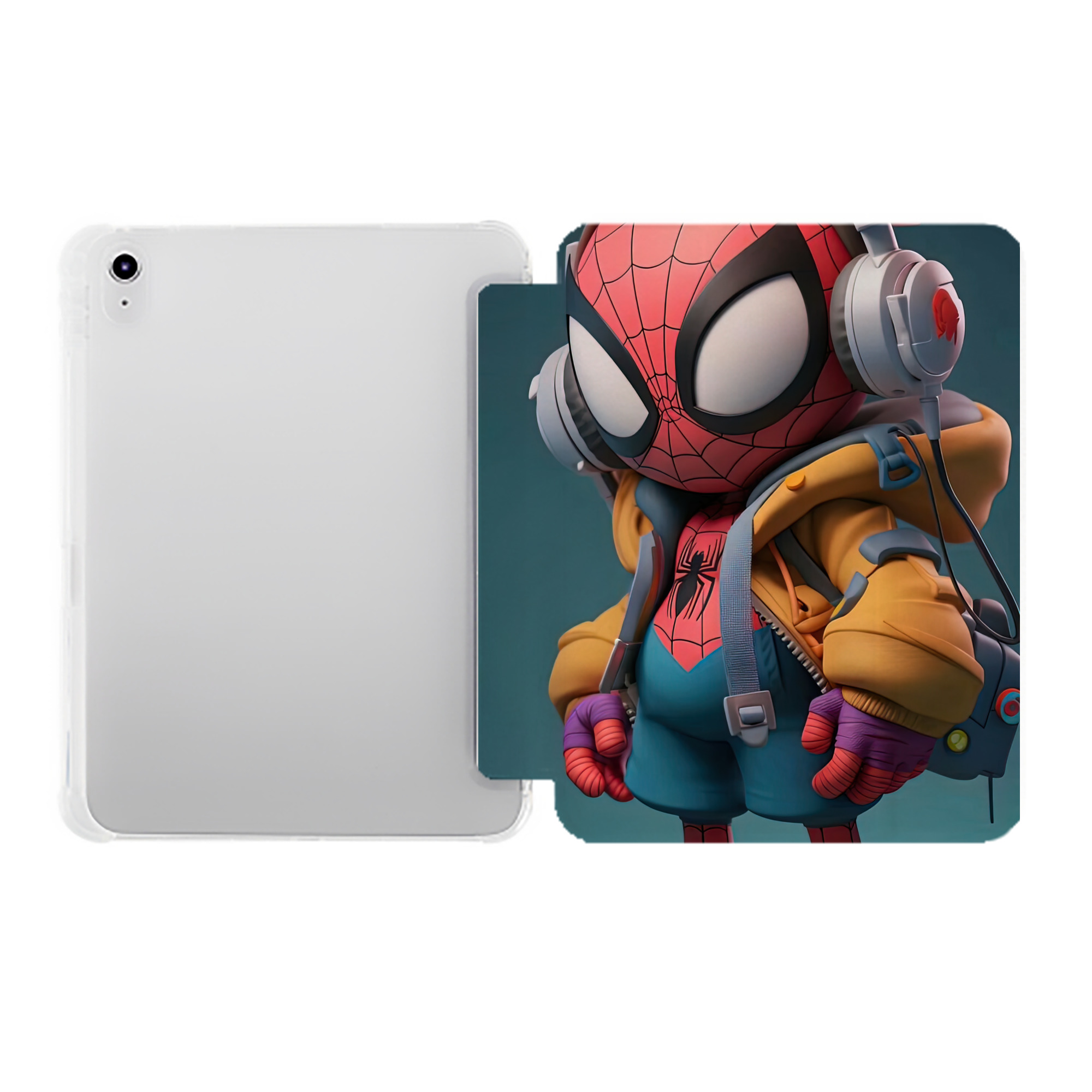 （画像用） Spider Man スパイダーマン IPad ケース ペン収納付き 三つ折りスタンド PUレザー×シリコン 対応機種9.5/10.5/10.9インチ